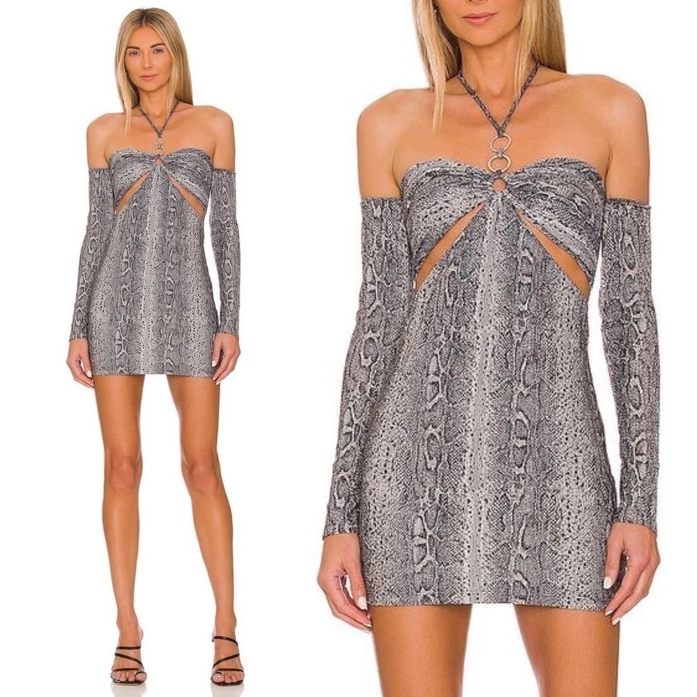 Camila Coelho Enia Mini Dress Snake Print NWT Size Medium Cutout
